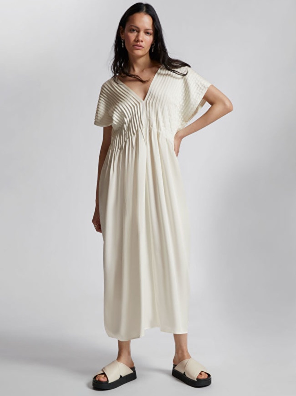 & Other Stories Pleated Midi Dress